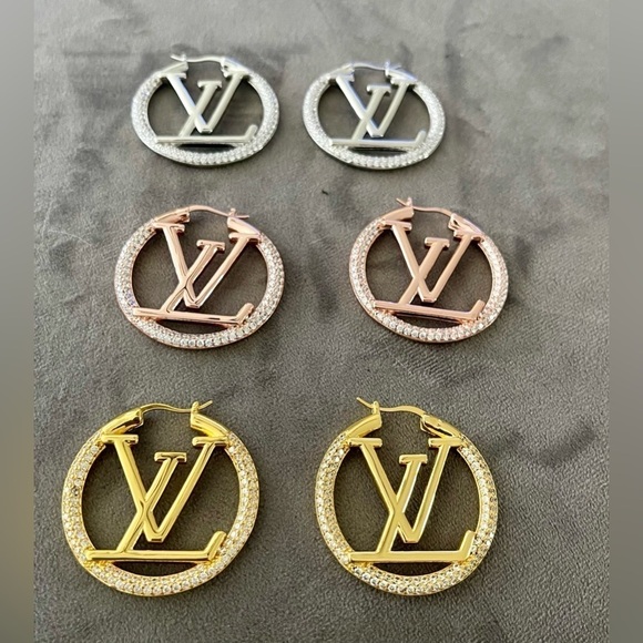 Earrings… LV Earrings w/Bling… - Picture 1 of 4